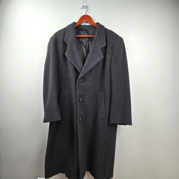 ROUNDTREE & YORKE Wool Long Coat Classic Button-up Gray Mens Size 42 Old Money - Picture 1 of 12